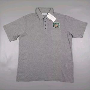 Ohio Bobcats‎ Shirt Mens M Gray Pique Polo One Pocket New